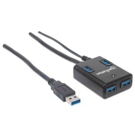 Hub Manhattan Usb 3.0 Súper Velocidad 4 Puertos Color Negro - 162302 FullOffice.com
