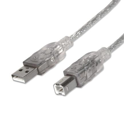 Cable Manhattan Usb B Alta Velocidad 2.0 A-B1.8M Color Plata - 333405 FullOffice.com