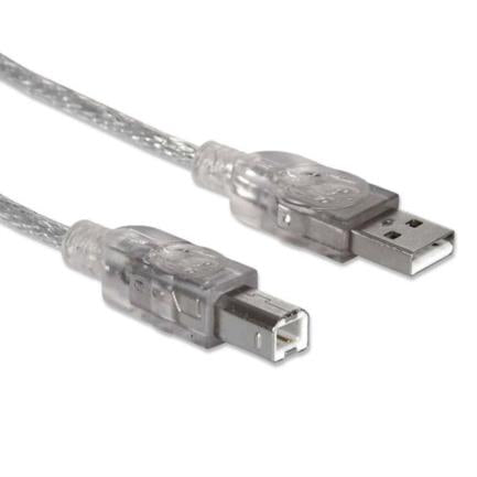 Cable Manhattan Usb B Alta Velocidad 2.0 A-B 3M Color Plata - 340458 FullOffice.com