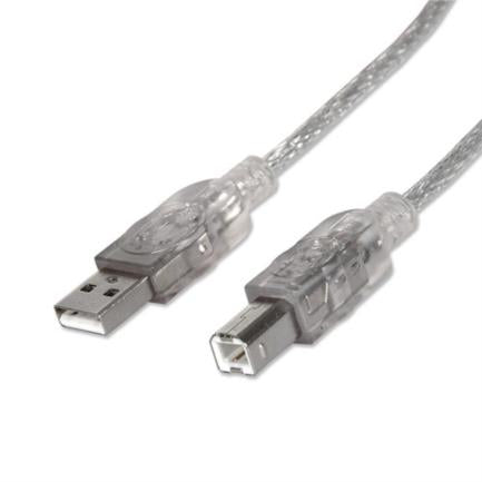 Cable Manhattan Usb B Alta Velocidad 2.0 A-B 3M Color Plata - 340458 FullOffice.com
