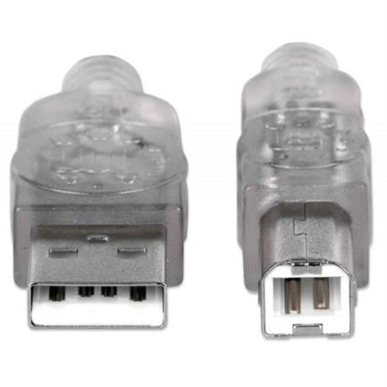 Cable Manhattan Usb B Alta Velocidad 2.0 A-B 3M Color Plata - 340458 FullOffice.com