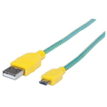 Cable Manhattan Micro-B Usb Alta Velocidad 1M Color Turquesa-Amarillo - 352710 FullOffice.com