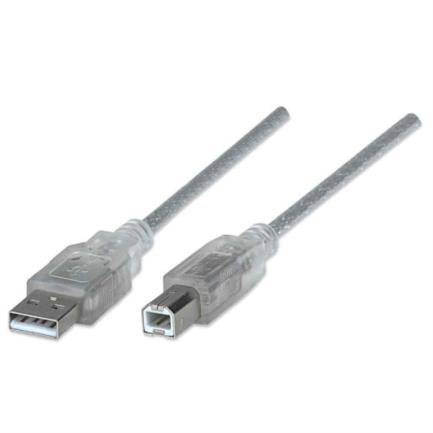 Cable Manhattan Usb A-B 2.0 Alta Velocidad 4.5M Color Plata - 340465 FullOffice.com
