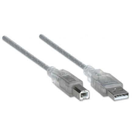 Cable Manhattan Usb A-B 2.0 Alta Velocidad 4.5M Color Plata - 340465 FullOffice.com
