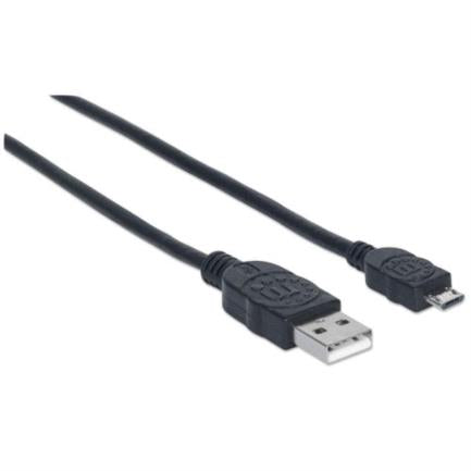Cable Manhattan Usb-A Micro Usb-B 2.0 Alta Velocidad 3M Color Negro - 325684 FullOffice.com
