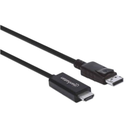 Cable Manhattan Displayport/Hdmi-M 4K 3M Color Negro - 153218 FullOffice.com