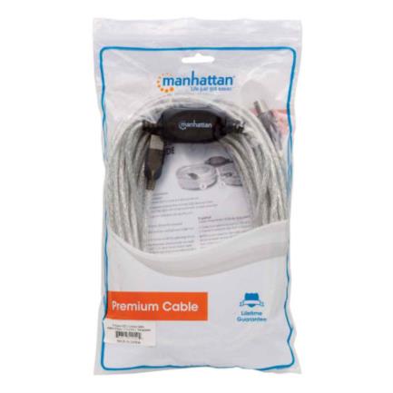 Cable Manhattan Extensión Activa Usb Alta Velocidad A-B 11M Color Plata - 510424 FullOffice.com