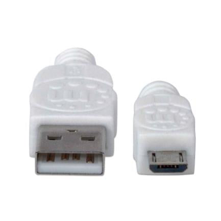 Cable Manhattan Usb 2.0 A-M Micro-B Alta Velocidad 1.8M Color Blanco - 324069 FullOffice.com