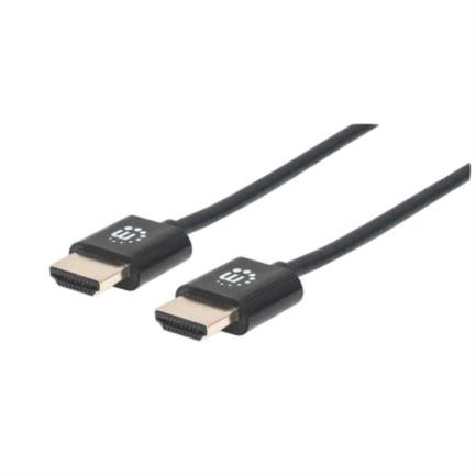 Cable Manhattan Hdmi M-M Ultra Delgado Alta Velocidad Con Ethernet 1M Color Negro - 394352 FullOffice.com