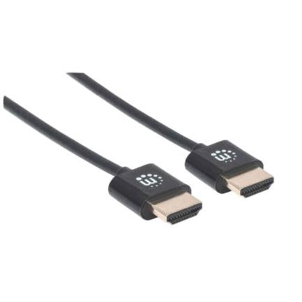 Cable Manhattan Hdmi M-M Ultra Delgado Alta Velocidad Con Ethernet 1M Color Negro - 394352 FullOffice.com