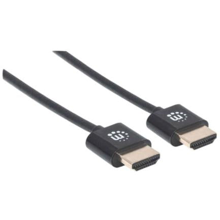 Cable Manhattan Hdmi M-M Ultra Delgado Alta Velocidad Con Ethernet 1.8M Color Negro - 394369 FullOffice.com