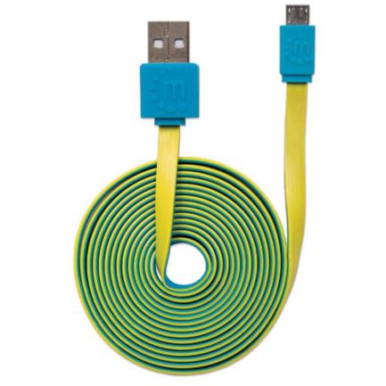 Cable Manhattan Plano Alta Velocidad Micro-B Usb 1M Color Azul-Amarillo - 391436 FullOffice.com