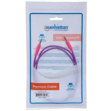 Cable Manhattan Audio Estéreo Con Recubrimiento Textil 3.5Mm 1M Color Rosa-Morado - 352826 FullOffice.com