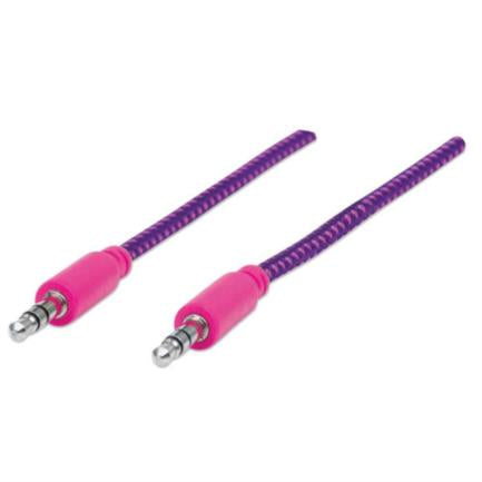Cable Manhattan Audio Estéreo Con Recubrimiento Textil 3.5Mm 1M Color Rosa-Morado - 352826 FullOffice.com