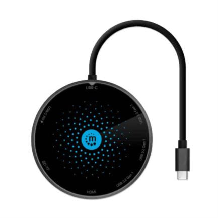 Docking Manhattan Usb-C A Hdmi Usb-C Pd 3Xusb-A Lector Tarjetas Con Base Carga Inalámbrica - 166560 FullOffice.com