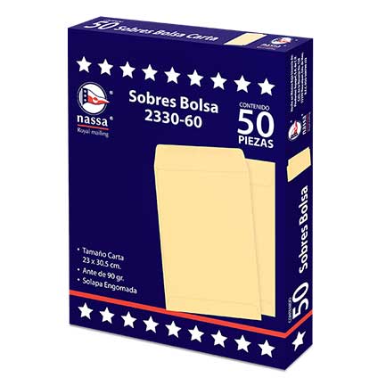 Sobre Bolsa Nassa 1/2 Oficio Ante 8Pqtes C/50 19X26.5 Cms - Ia0293 FullOffice.com