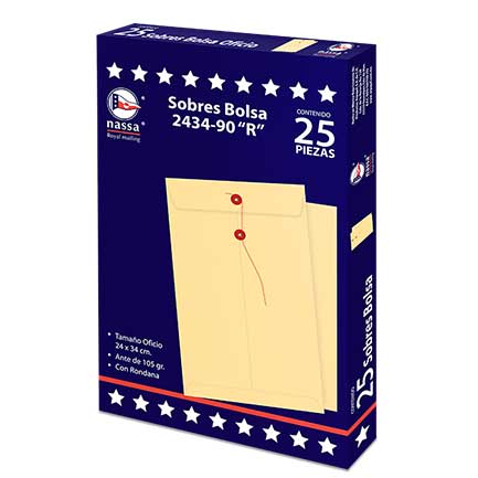 Sobre Bolsa Nassa Oficio Ante C.R. 8 Pqs C/25 Pzs 24X34 Cms - Ia0305 FullOffice.com