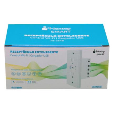 Tomacorriente Nextep Smart De Pared Dúplex + Cargador Usb Control Wi-Fi