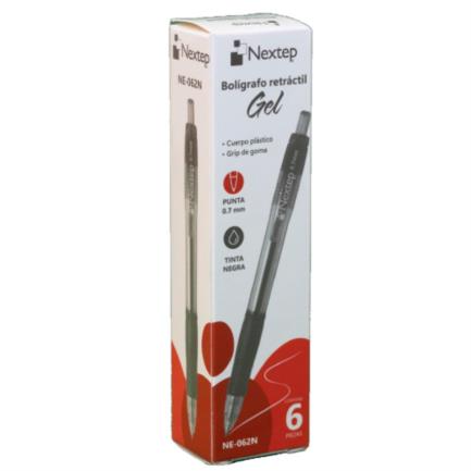 Bolígrafo Nextep Gel Retráctil Mediano 0.7Mm Color Negro C/6 FullOffice.com