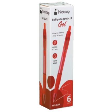 Bolígrafo Nextep Gel Retráctil Mediano 0.7Mm Color Rojo C/6 FullOffice.com