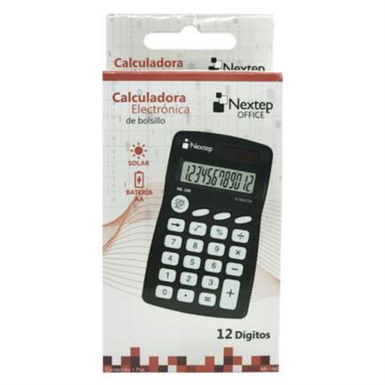 Calculadora Nextep 12 Dígitos De Bolsillo Funciones Básicas Solar/Batería - Ne-186 FullOffice.com