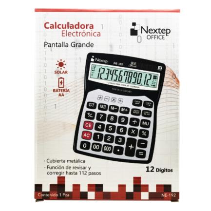 Calculadora Nextep 12 Dígitos Pantalla Grande Escritorio Cubierta Metálica Batería/Solar - Ne-192 FullOffice.com
