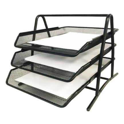 Charola Organizadora Nextep Malla Metálica 3 Niveles Tipo Oficio - Ne-162 FullOffice.com