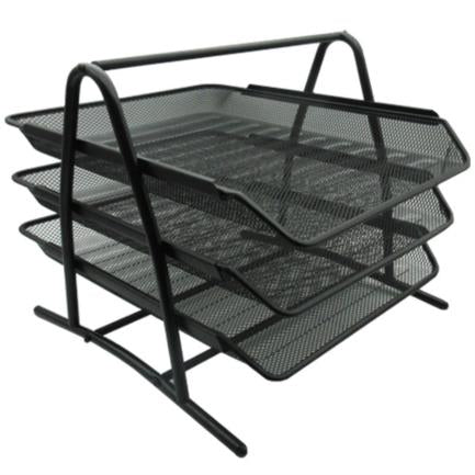Charola Organizadora Nextep Malla Metálica 3 Niveles Tipo Oficio - Ne-162 FullOffice.com