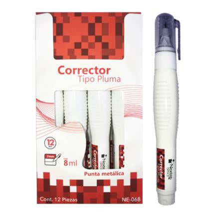 Corrector Nextep Tipo Pluma 8Ml Punta Metálica C/12 Piezas - Ne-068 FullOffice.com