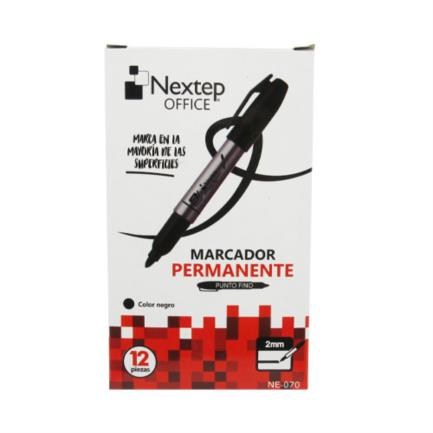 Marcador Permanente Nextep Punto Fino 2Mm Negro C/12 Pzas - Ne-070 FullOffice.com