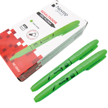 Marcador Nextep Resaltador Tipo Pluma Color Verde C/12 Pzas FullOffice.com