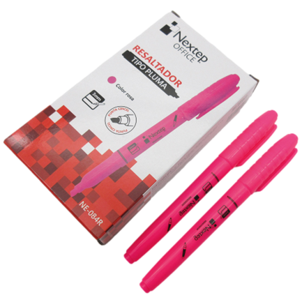 Marcador Nextep Resaltador Tipo Pluma Color Rosa C/12 Pzas FullOffice.com