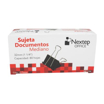 Sujeta Documentos Nextep Mediano 32Mm (1 1/4") 12 Pzas - Ne-154
