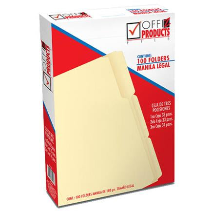 Folder Offiz Manila Legal 3 Pocisiones C/100 - Py1095 FullOffice.com