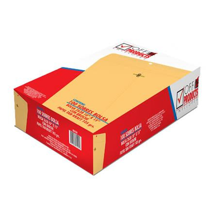 Sobre Bolsa Manila Offiz Oficio C/Broche 10"X15" Pq100 - Ia0235