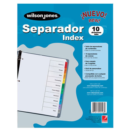 Separador Wilson Jones 10 Divisiones Economico - P1347 FullOffice.com