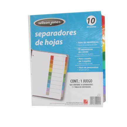 Separador Acco Tab 10 Div Ceja Color Sin Numeracion - P2457 FullOffice.com