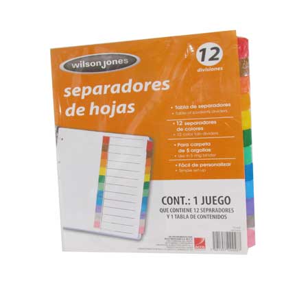 Separador Acco Tab 12 Div Ceja Color Sin Numeracion - P2458 FullOffice.com