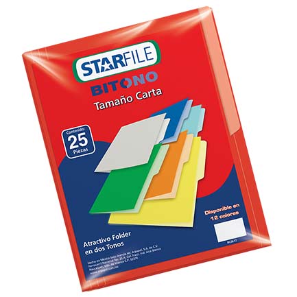 Folder Bitono Mapasa T.Carta Rojo C/25 - Ph0076 FullOffice.com