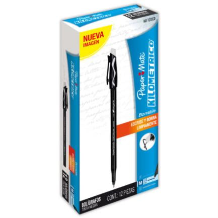 Boligrafo Papermate 82192 Eraser Mate Negro C/12 - 82192 FullOffice.com