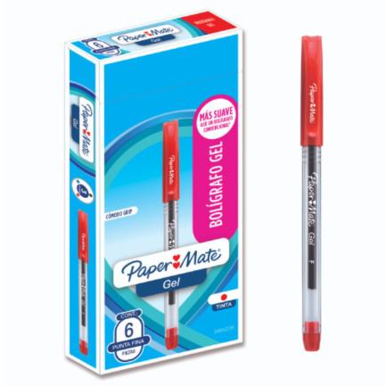Bolígrafo Gel Papermate Eco Barril Redondo Punto Fino Color Rojo C/6 Pzas - 2066239 FullOffice.com