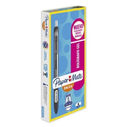 Bolígrafo Papermate Gel Kilometrico Retráctil 0.7Mm Color Negro C/6 Pzas - 1997183 FullOffice.com