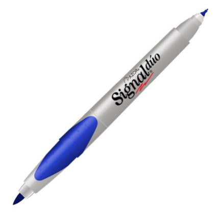 Marcador Permanente Signal Dúo Punta Fina/Ultrafina Color Azul C/12 Pzas - 3300Az FullOffice.com