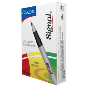 Marcador Permanente Signal Ultrafino Color Negro C/12 Pzas - 37001 FullOffice.com