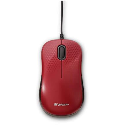 Mouse Verbatim Silent Corded Óptico Color Rojo - 70234 FullOffice.com