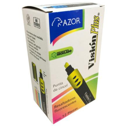 Marcador Resaltador Visión Plus Color Amarillo Fluorescente C/12 Pzas - 2600Am FullOffice.com