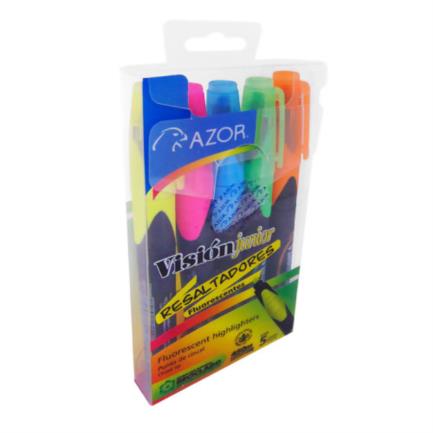 Resaltador Azor Vision Junior Punta Cincel 4Mm Colores Surtidos C/5 Pzas - 2825 FullOffice.com