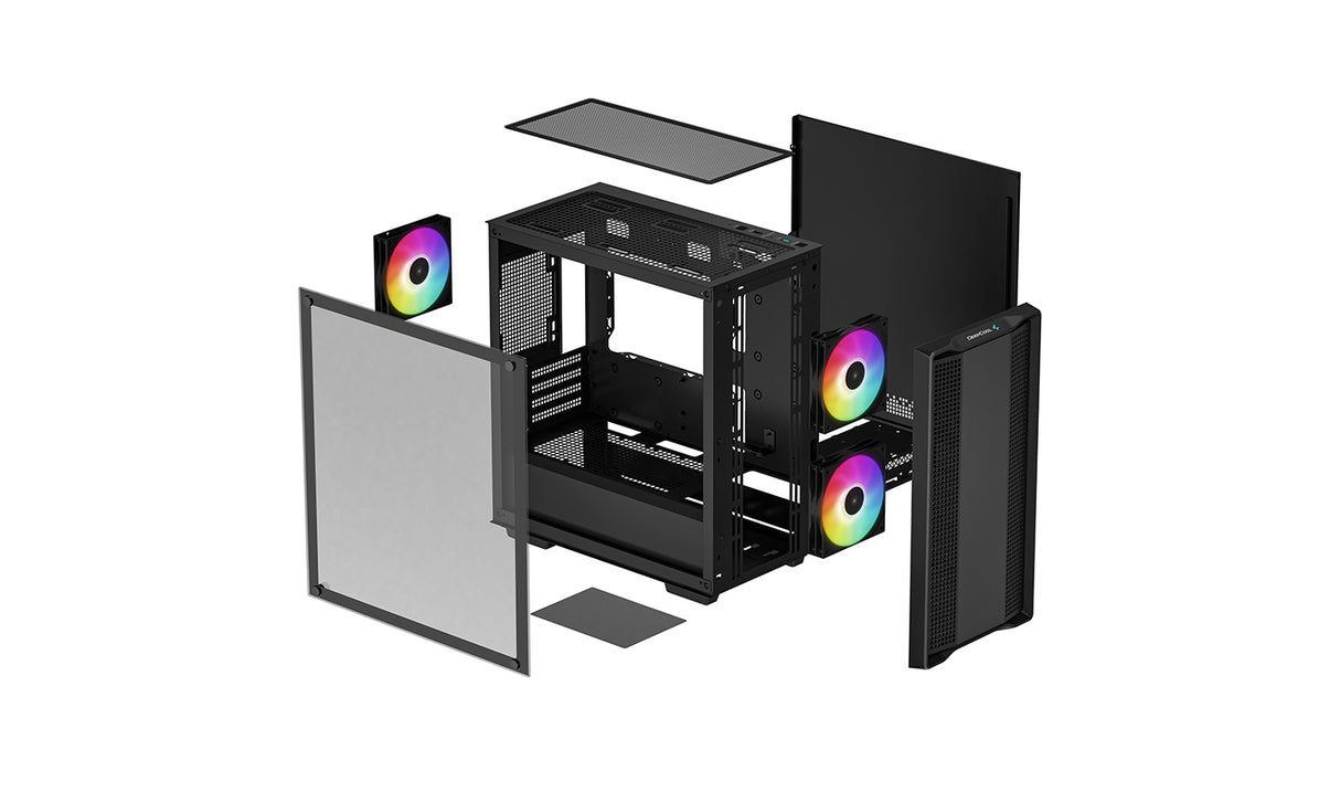 DeepCool CC360 ARGB carcasas ordenador ABS, Acero, Vidrio templado Mini Tower PC Negro