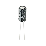 Capacitor Electrolítico de Aluminio, Radial de 100 µFd, 25 Vcc, 105 °C, 6.3 x 11 mm.