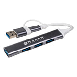 Naceb Technology NA-0124 nodo concentrador USB Tipo C Plata, Aluminio, Elastómero termoplástico (TPE), 0.011 m